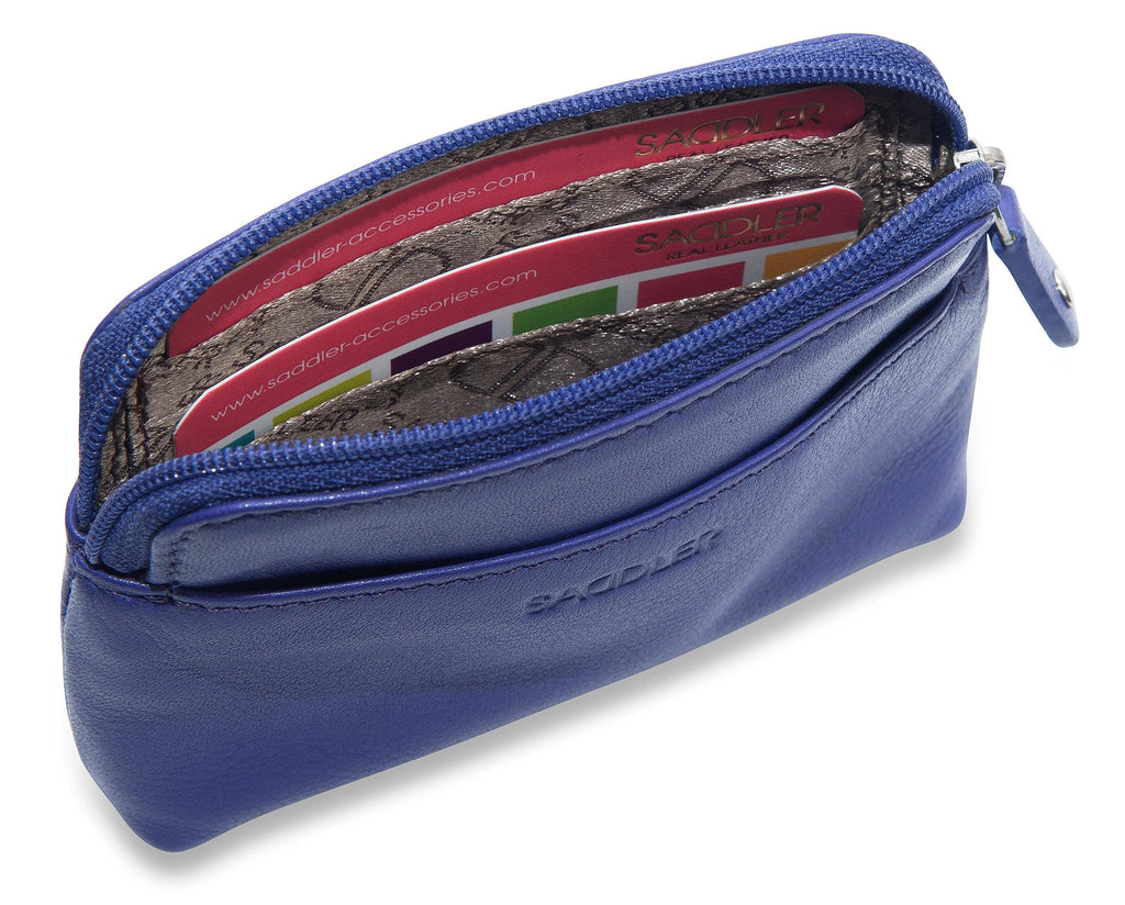 Compact Leather Zip-Top Purse "Pia", Handmade by Saddler | RFID Protected & Gift Boxed | Multi-Functional Card, Coin & Key Holder