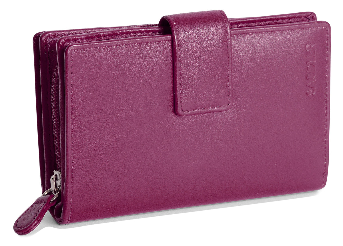 SADDLER GEORGIE Leather Double-Sided Purse, 13 Card Slots, Generous Space for Notes and Coins, RFID Protected
