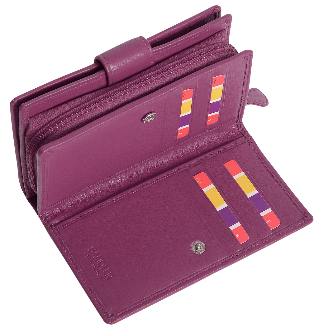 SADDLER GEORGIE Leather Double-Sided Purse, 13 Card Slots, Generous Space for Notes and Coins, RFID Protected