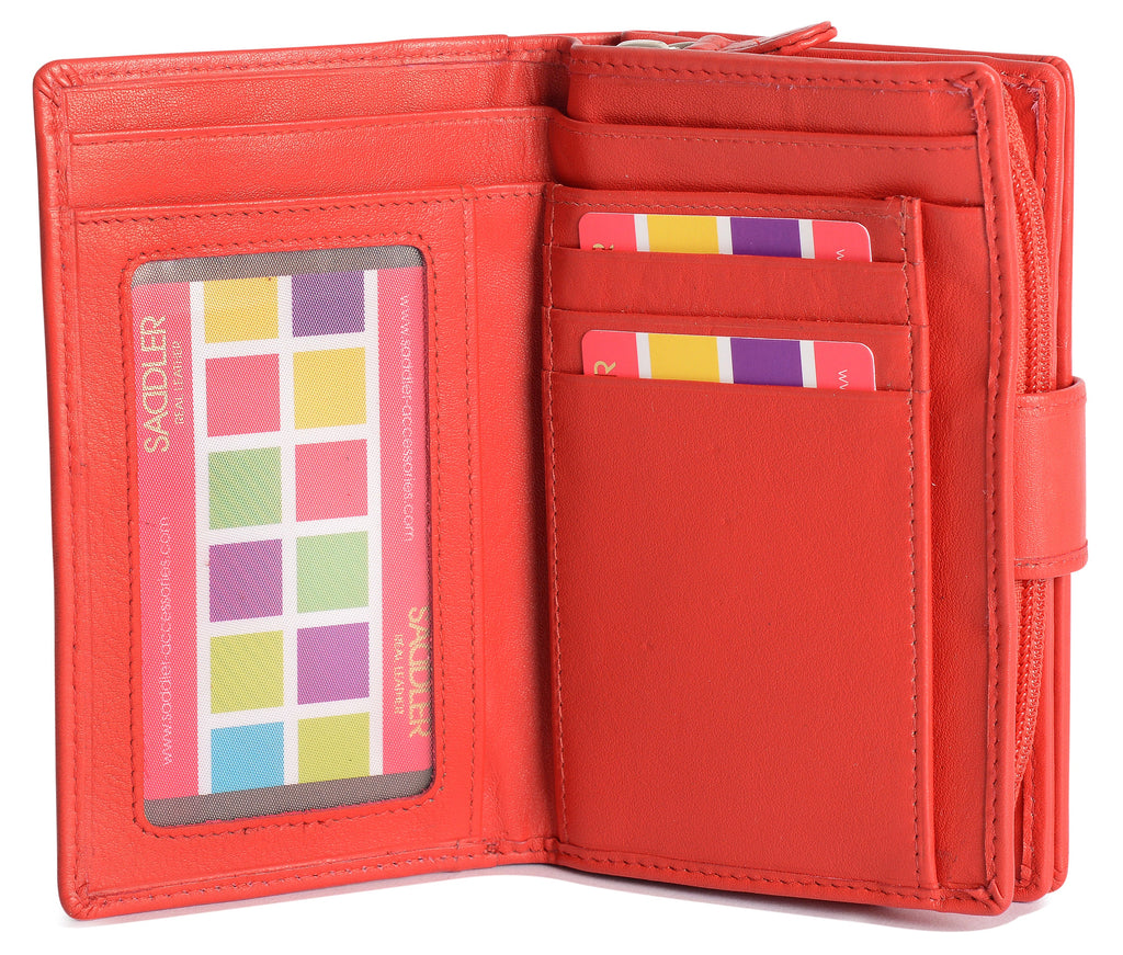 SADDLER GEORGIE Leather Double-Sided Purse, 13 Card Slots, Generous Space for Notes and Coins, RFID Protected