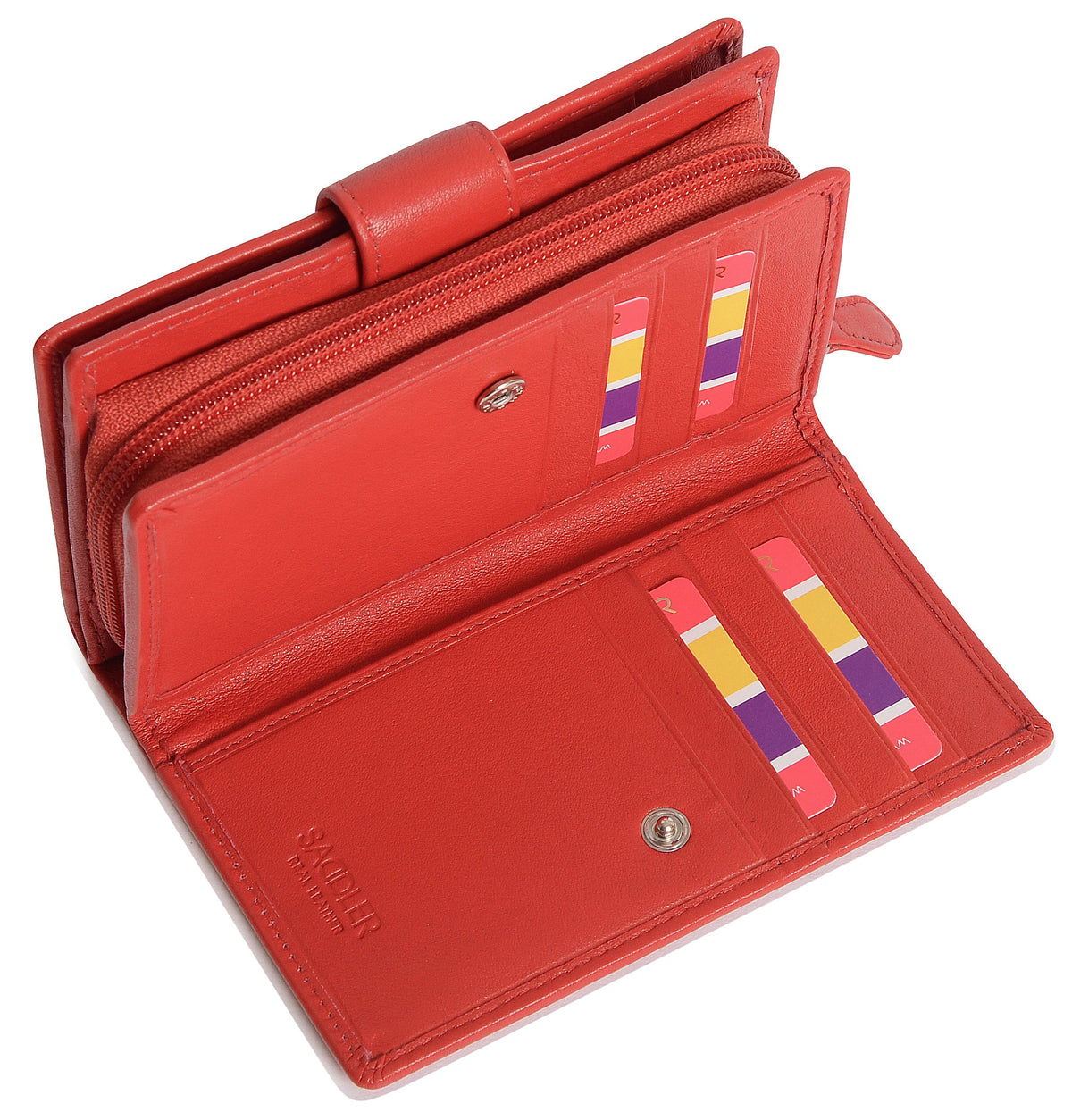 SADDLER GEORGIE Leather Double-Sided Purse, 13 Card Slots, Generous Space for Notes and Coins, RFID Protected