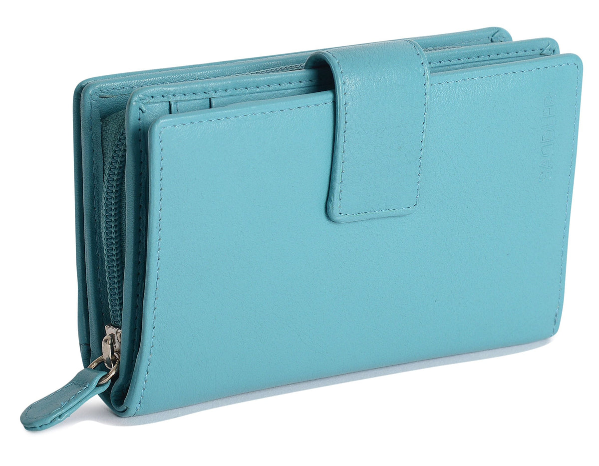 SADDLER GEORGIE Leather Double-Sided Purse, 13 Card Slots, Generous Space for Notes and Coins, RFID Protected