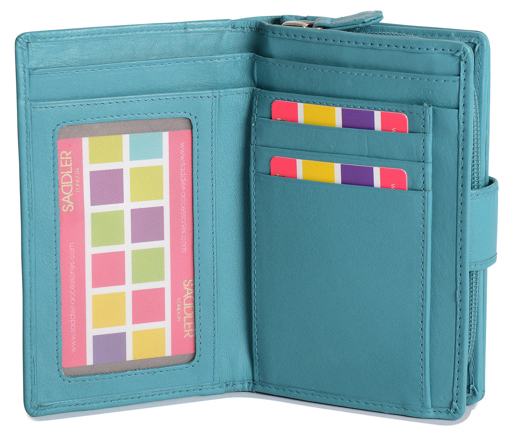 SADDLER GEORGIE Leather Double-Sided Purse, 13 Card Slots, Generous Space for Notes and Coins, RFID Protected