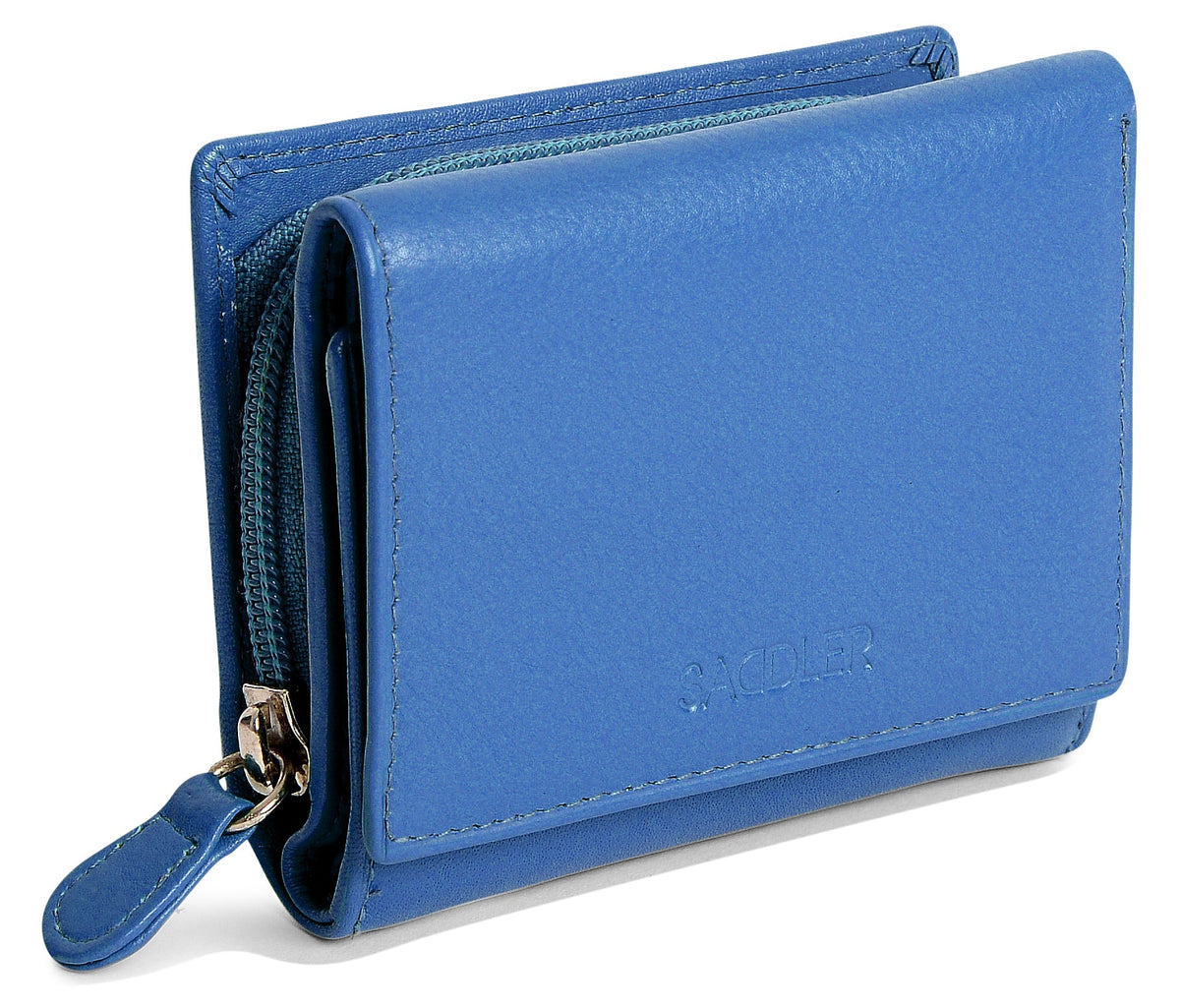 SADDLER CARLA Handmade Leather Compact Trifold Purse, RFID Protected | 5 Card Slots, ID Window & Zipped Coin Pocket | Gift Boxed