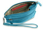SADDLER SCARLETT Leather Zip Top Mini Clutch, Phone Holder with Detachable Wrist Strap, RFID Protected