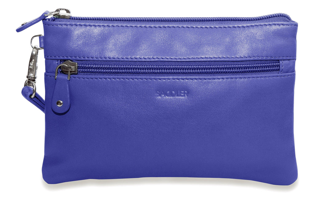 SADDLER SCARLETT Leather Zip Top Mini Clutch, Phone Holder with Detachable Wrist Strap, RFID Protected