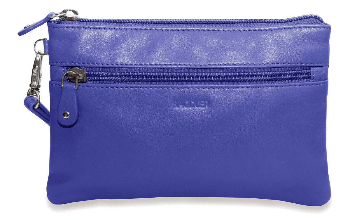 SADDLER SCARLETT Leather Zip Top Mini Clutch, Phone Holder with Detachable Wrist Strap, RFID Protected