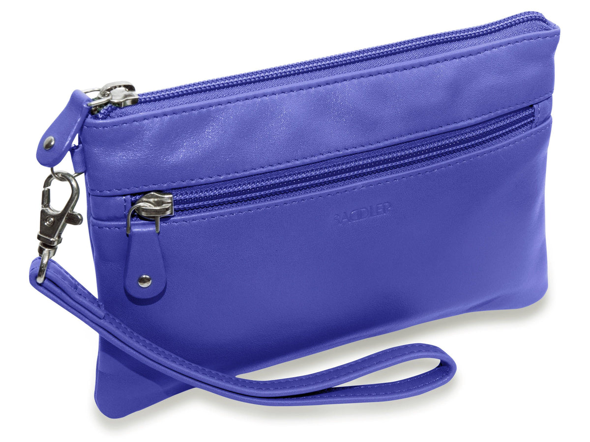 SADDLER SCARLETT Leather Zip Top Mini Clutch, Phone Holder with Detachable Wrist Strap, RFID Protected