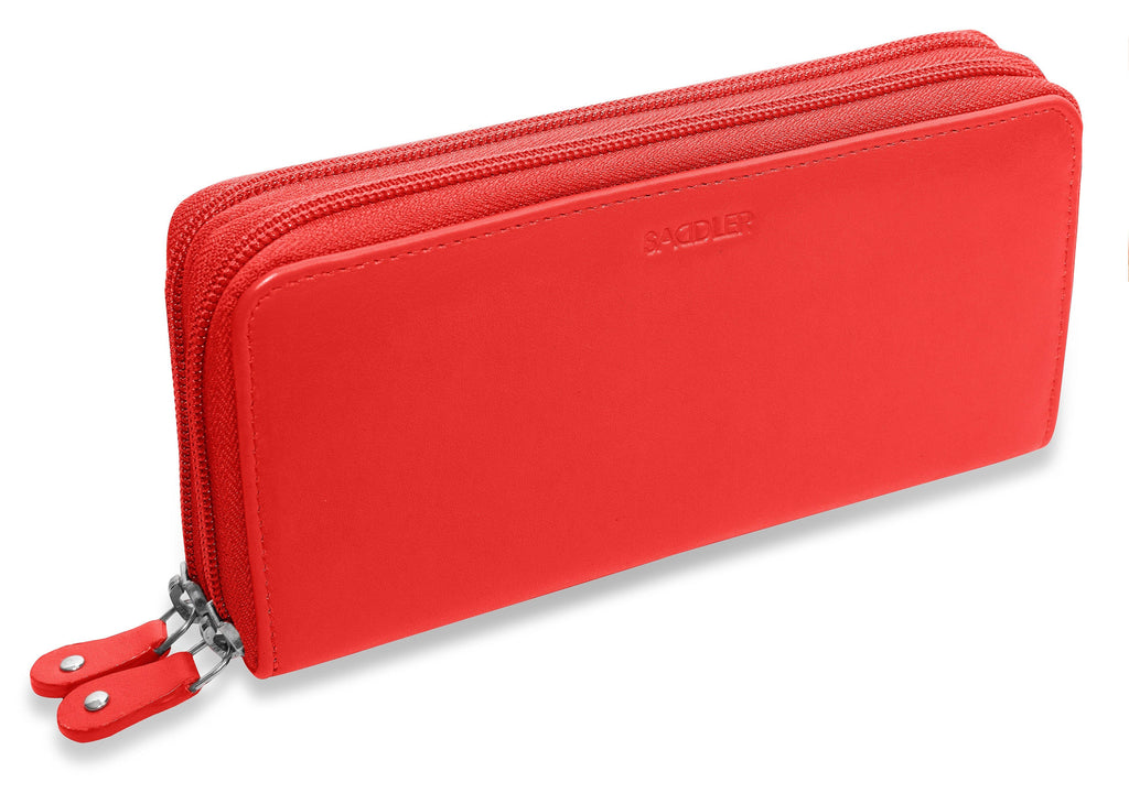 SADDLER GABRIELLA Leather Double Zip Around Purse, 8 Card Slots, Phone Pocket, and Coin Purse, RFID Protected
