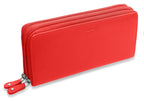 SADDLER GABRIELLA Leather Double Zip Around Purse, 8 Card Slots, Phone Pocket, and Coin Purse, RFID Protected