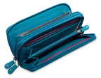SADDLER GABRIELLA Leather Double Zip Around Purse, 8 Card Slots, Phone Pocket, and Coin Purse, RFID Protected