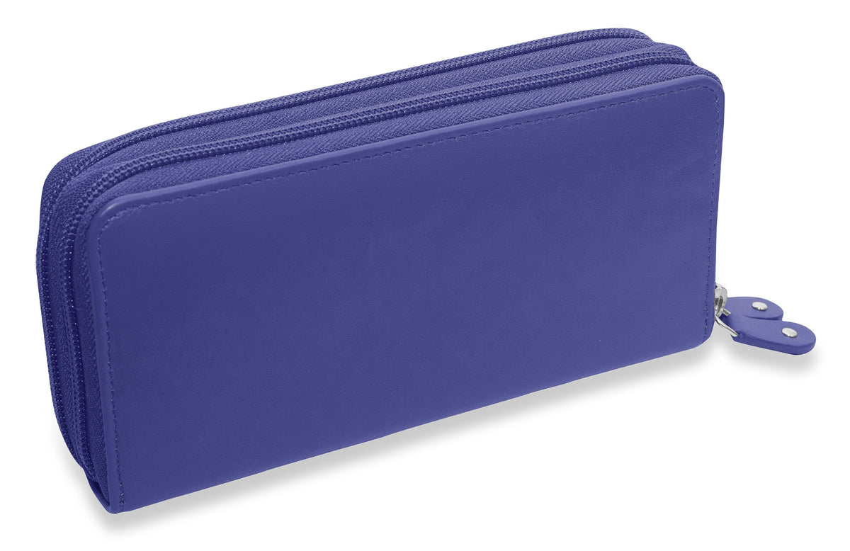 SADDLER GABRIELLA Leather Double Zip Around Purse, 8 Card Slots, Phone Pocket, and Coin Purse, RFID Protected