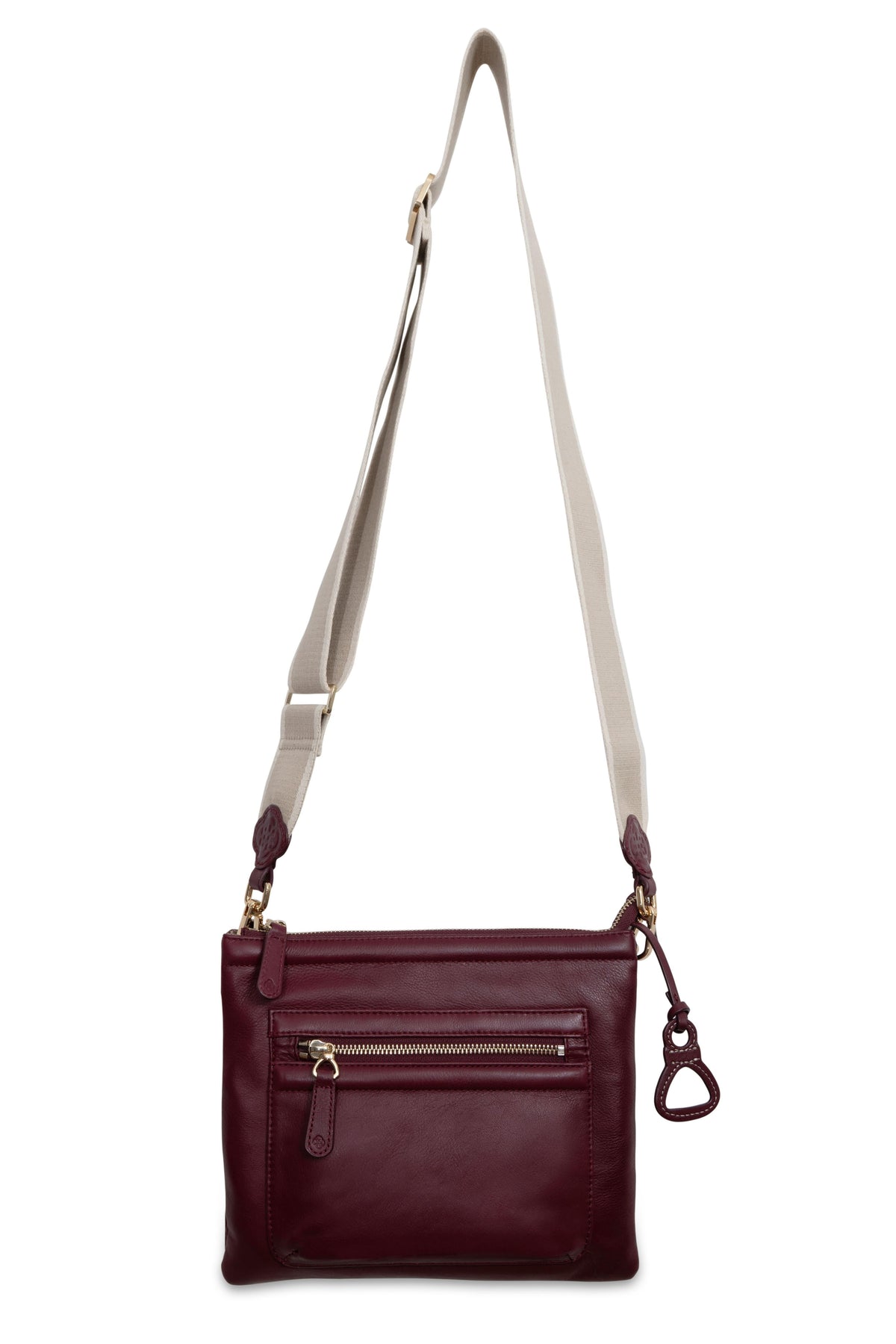 Ellen Leather 3-Section Zip-Top Crossbody bag, Handmade by Saddler