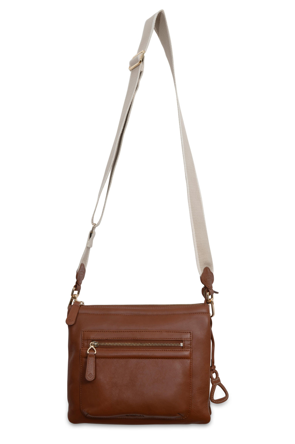 Ellen Leather 3-Section Zip-Top Crossbody bag, Handmade by Saddler