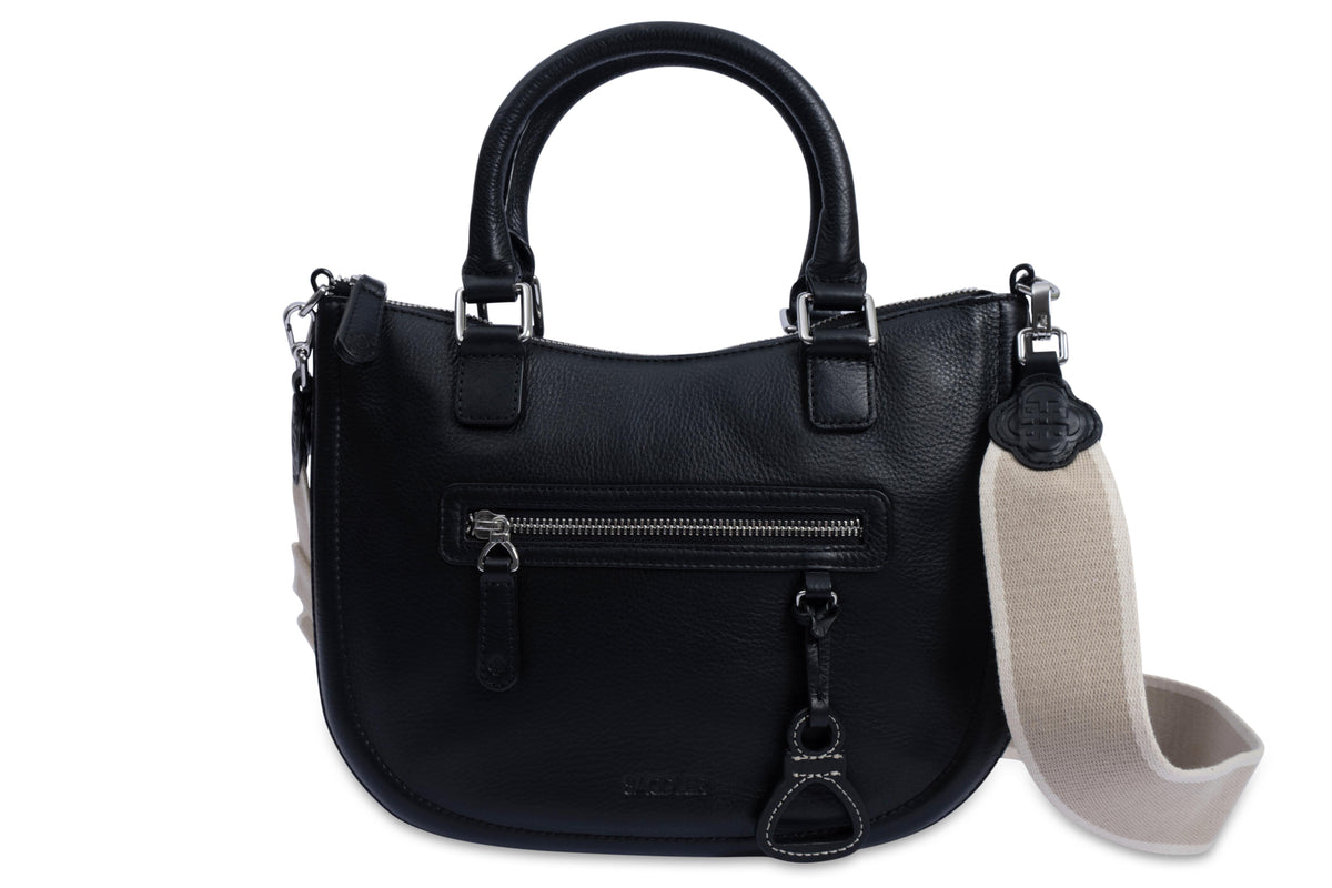 SADDLER "Chloe" Real Leather Twin-Handle Handbag with Crossbody Strap, Handmade, with Keepsake Pouch
