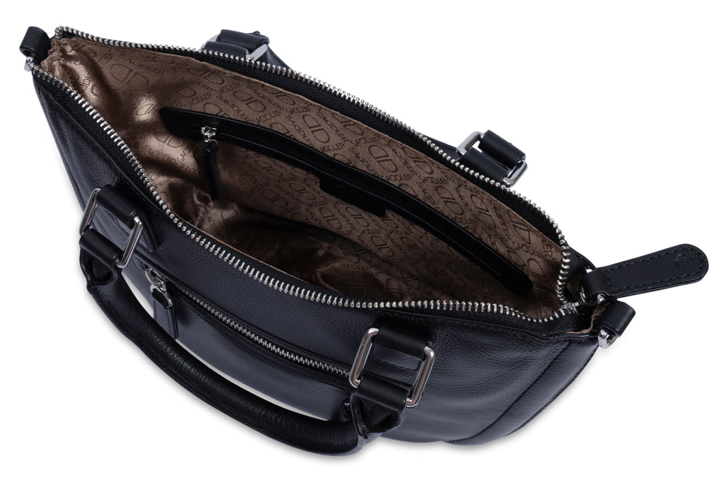 SADDLER "Chloe" Real Leather Twin-Handle Handbag with Crossbody Strap, Handmade, with Keepsake Pouch