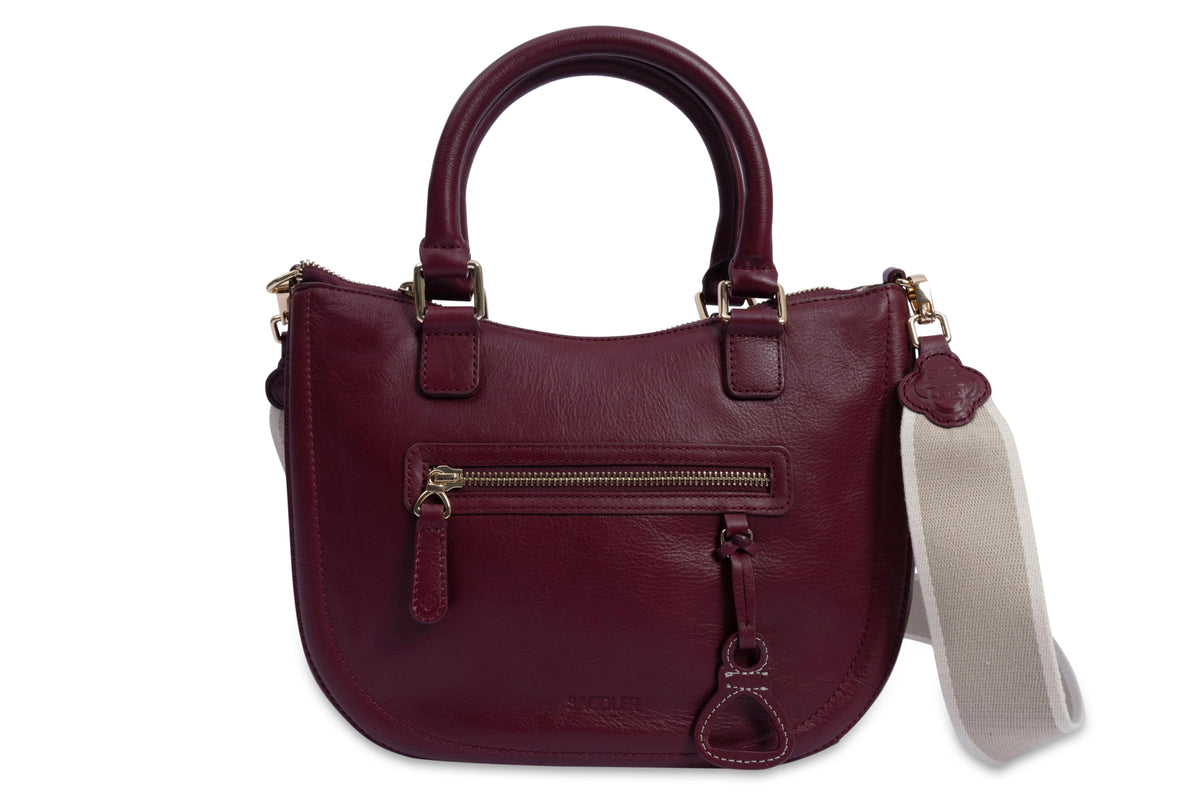 SADDLER "Chloe" Real Leather Twin-Handle Handbag with Crossbody Strap, Handmade, with Keepsake Pouch
