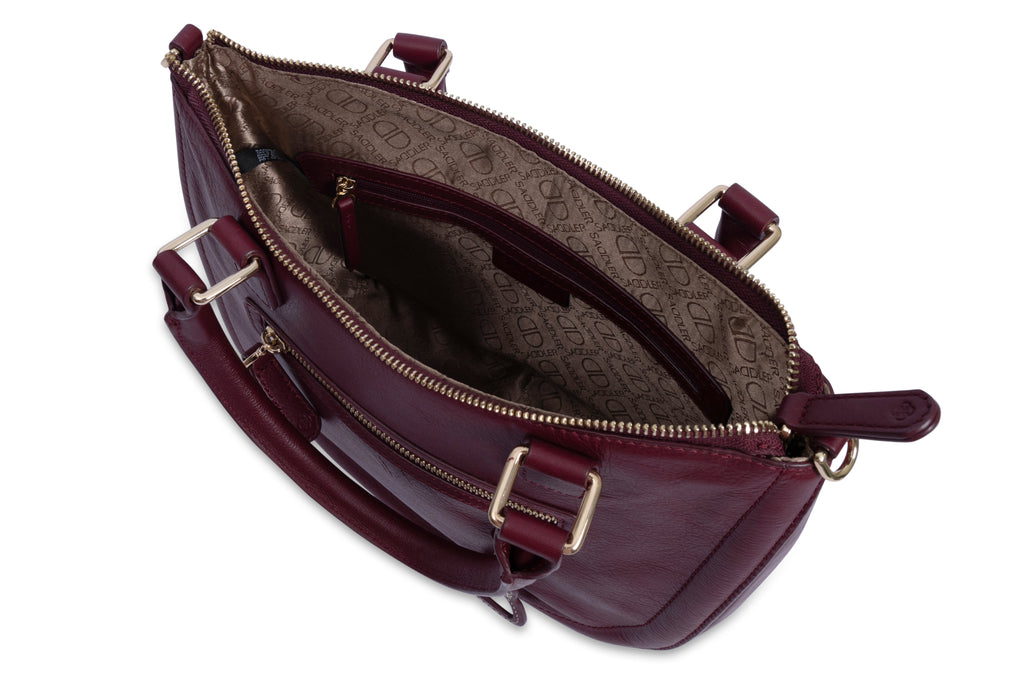 SADDLER "Chloe" Real Leather Twin-Handle Handbag with Crossbody Strap, Handmade, with Keepsake Pouch