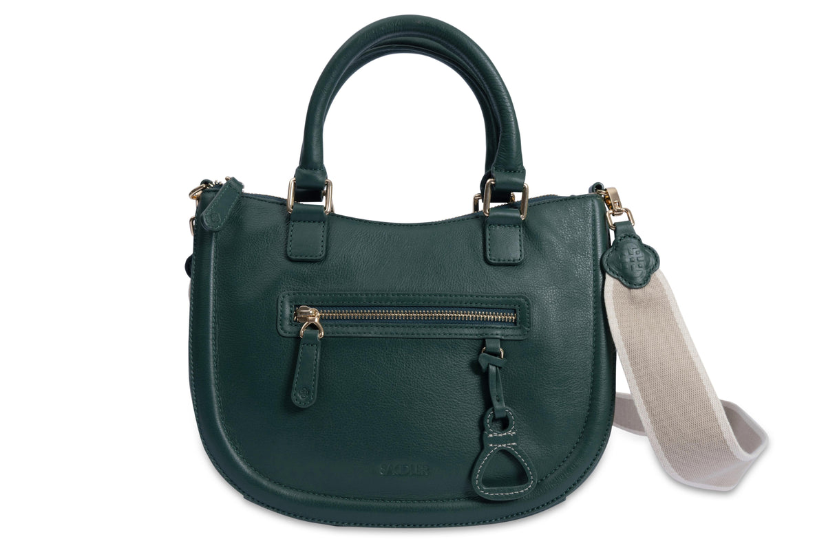 SADDLER "Chloe" Real Leather Twin-Handle Handbag with Crossbody Strap, Handmade, with Keepsake Pouch