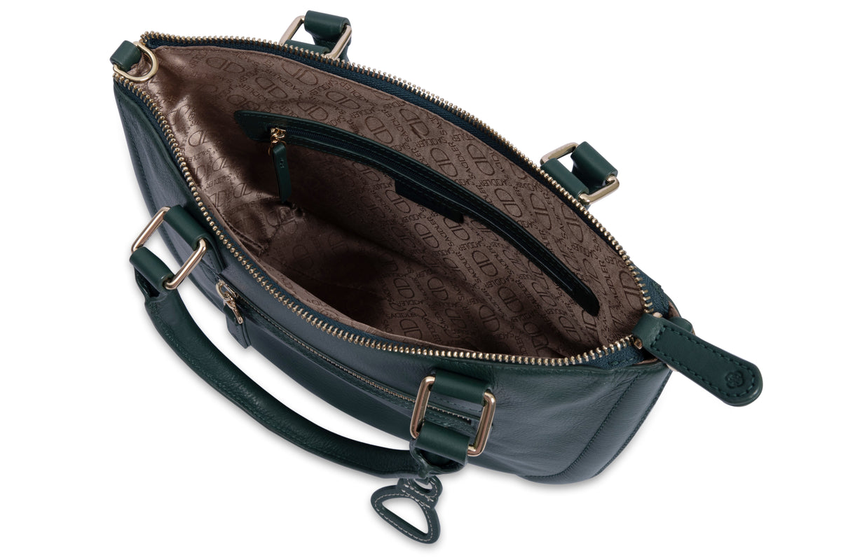 SADDLER "Chloe" Real Leather Twin-Handle Handbag with Crossbody Strap, Handmade, with Keepsake Pouch