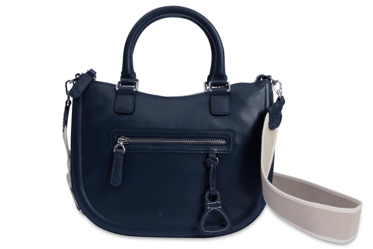 SADDLER "Chloe" Real Leather Twin-Handle Handbag with Crossbody Strap, Handmade, with Keepsake Pouch