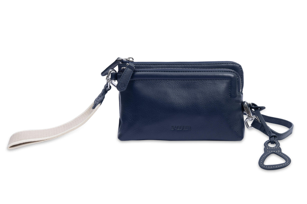 Heather Leather Clutch & Crossbody Bag, Handmade by Saddler, Versatile & Compact