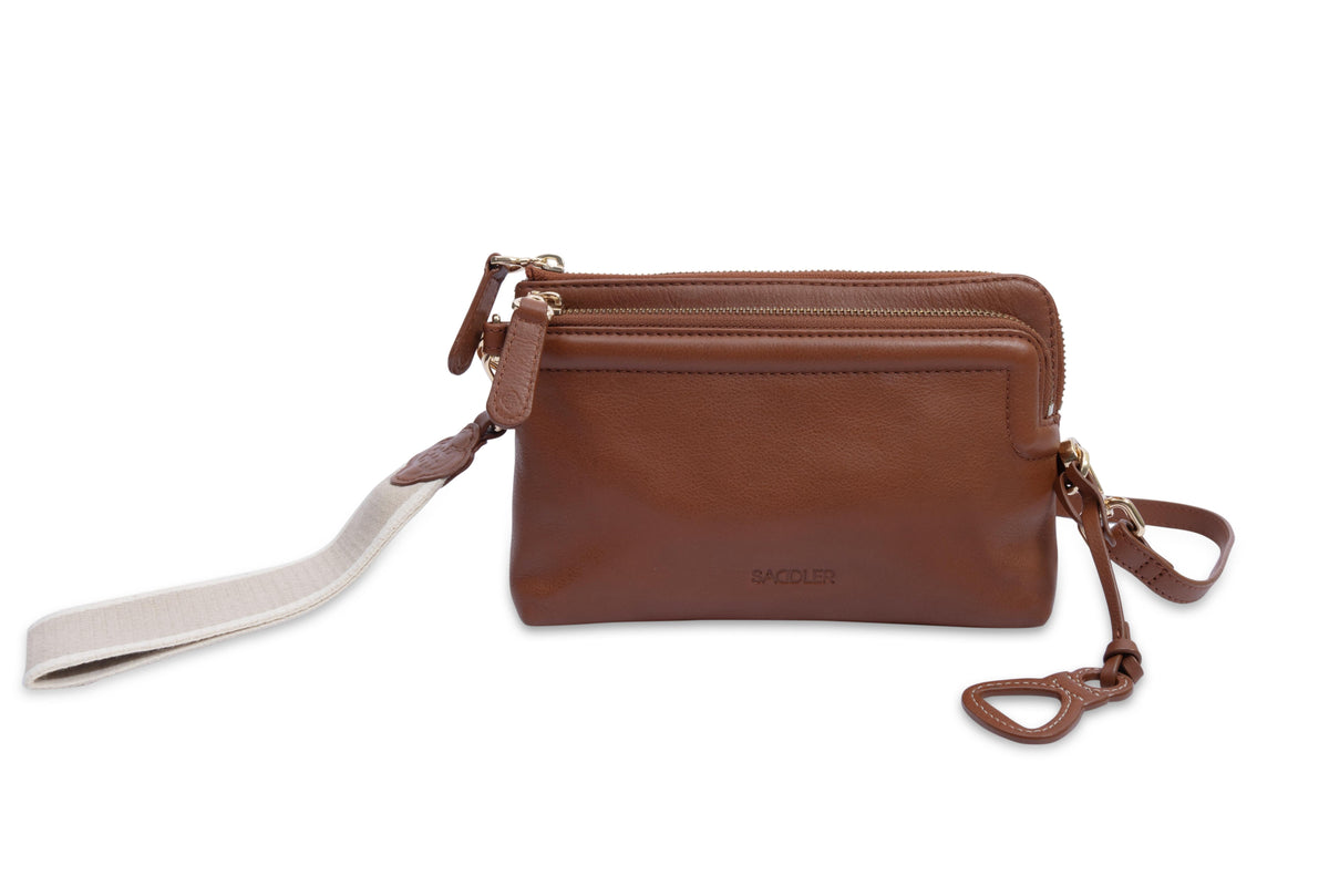 Heather Leather Clutch & Crossbody Bag, Handmade by Saddler, Versatile & Compact
