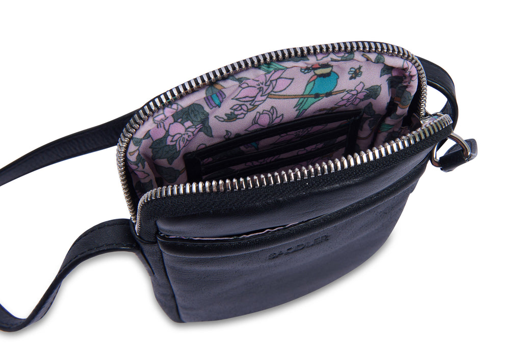 SADDLER "Margot" Real Leather Crossbody Zip Top RFID Phone Pouch, Gift Boxed