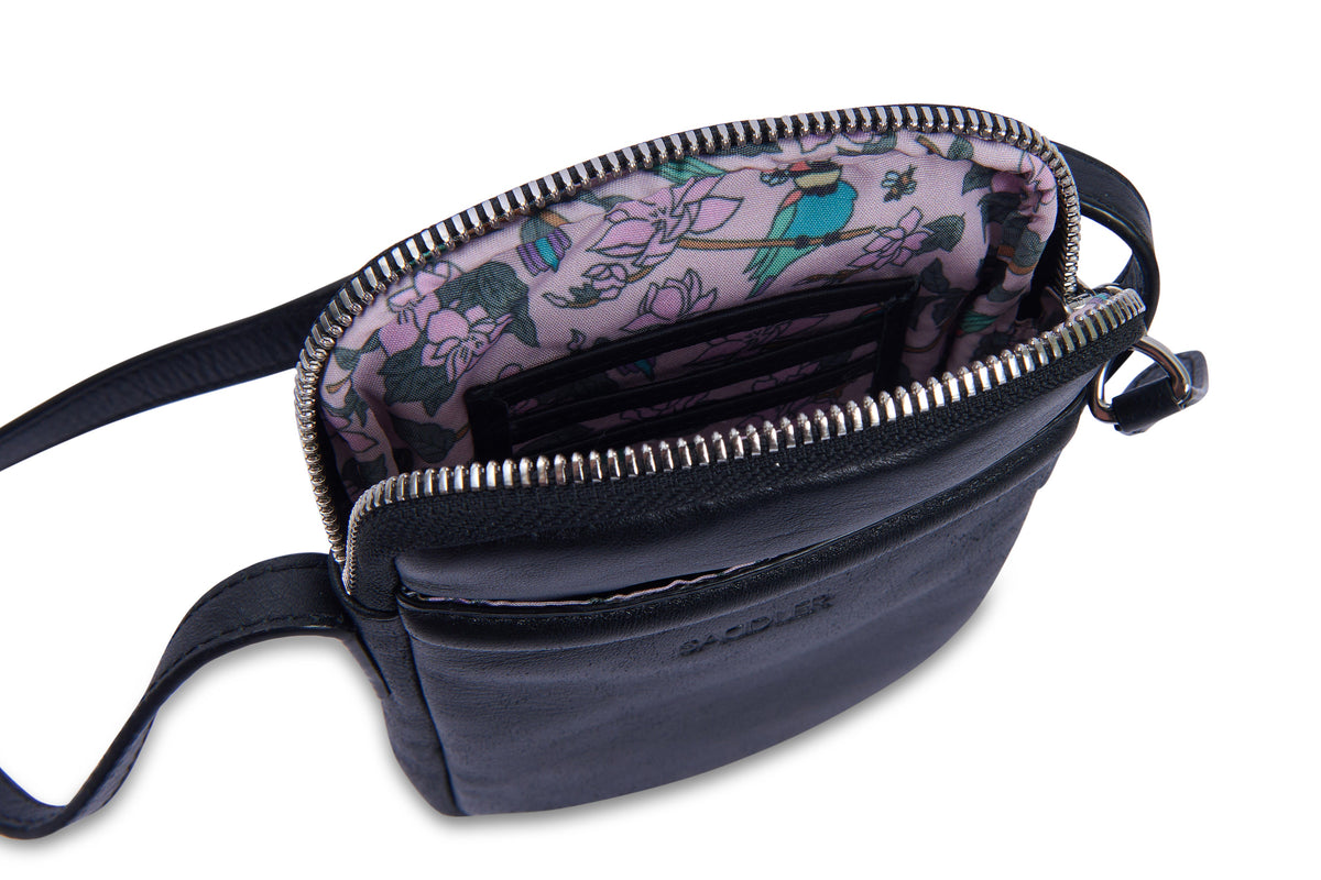 SADDLER "Margot" Real Leather Crossbody Zip Top RFID Phone Pouch, Gift Boxed