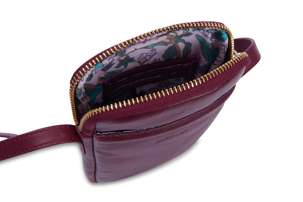 SADDLER "Margot" Real Leather Crossbody Zip Top RFID Phone Pouch, Gift Boxed