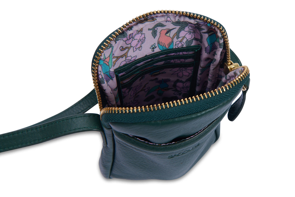 SADDLER "Margot" Real Leather Crossbody Zip Top RFID Phone Pouch, Gift Boxed