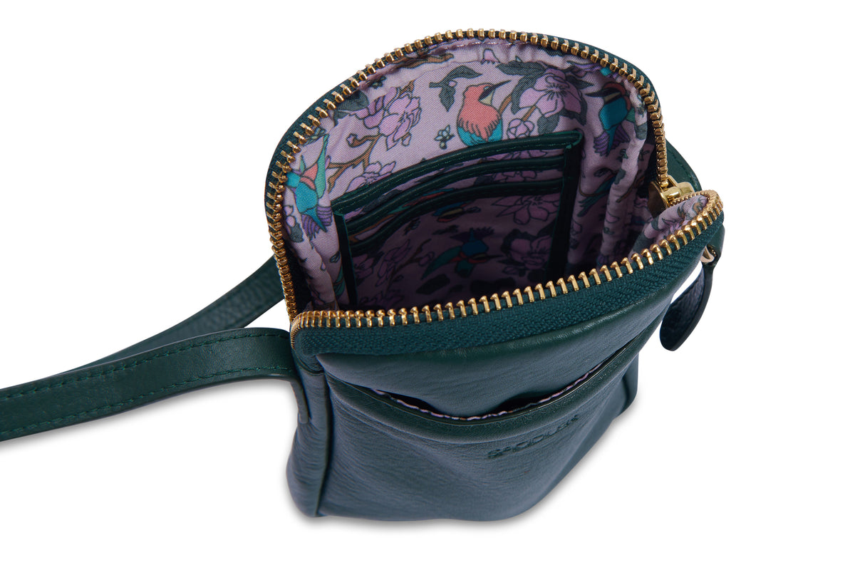 SADDLER "Margot" Real Leather Crossbody Zip Top RFID Phone Pouch, Gift Boxed