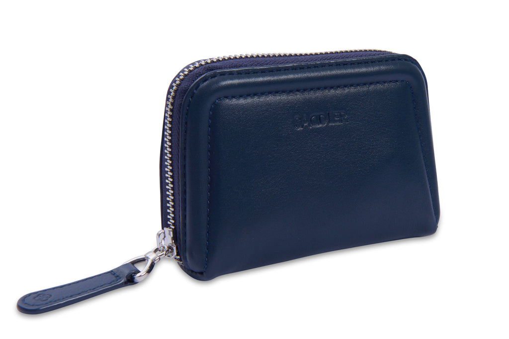 SADDLER "Annabelle" 2 Section RFID Real Leather Zip Top Coin Purse (Gift Boxed)