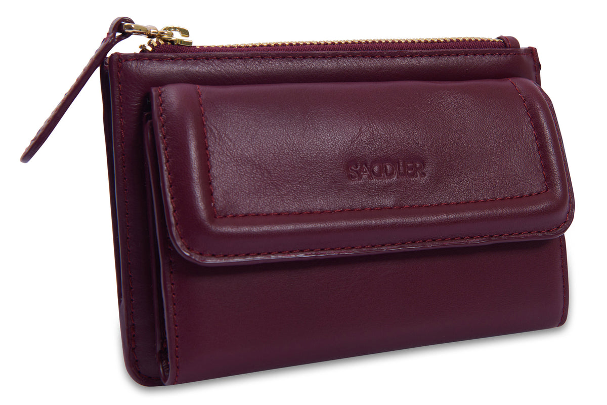 SADDLER "Marion" Bifold Real Leather Card Wallet with Zip Top Coin Purse (Gift Boxed)