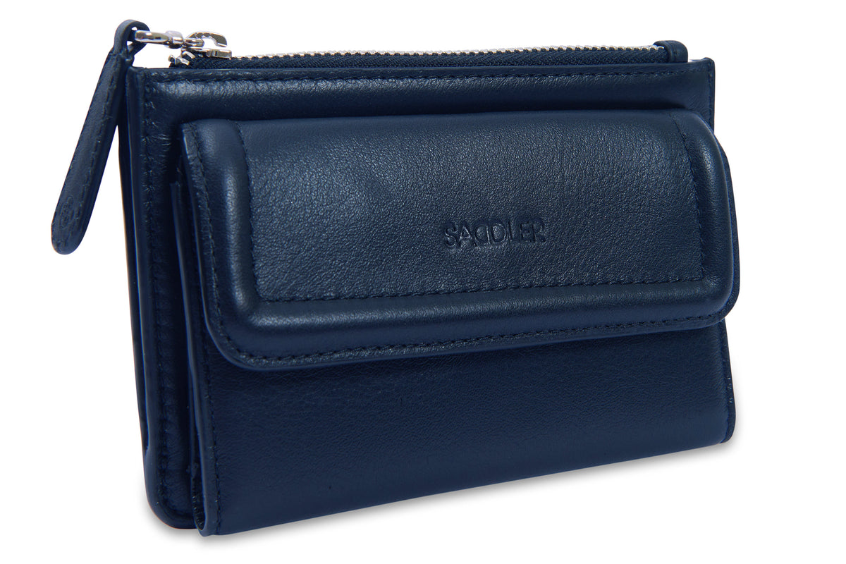 SADDLER "Marion" Bifold Real Leather Card Wallet with Zip Top Coin Purse (Gift Boxed)
