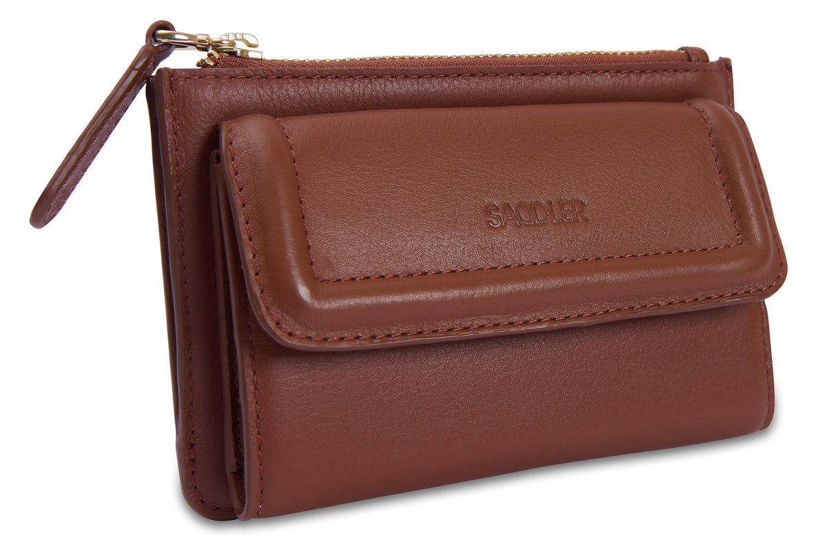 SADDLER "Marion" Bifold Real Leather Card Wallet with Zip Top Coin Purse (Gift Boxed)