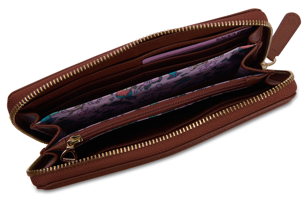 SADDLER "Beatrice" RFID Long Zipper Real Leather Purse (Gift Boxed)