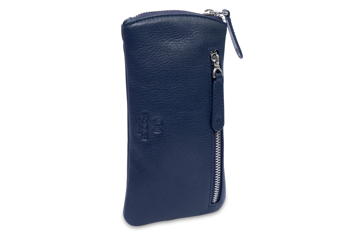 SADDLER "Mabel" Zip Top Real Leather Glasses Case with Card Holder (Gift Boxed)