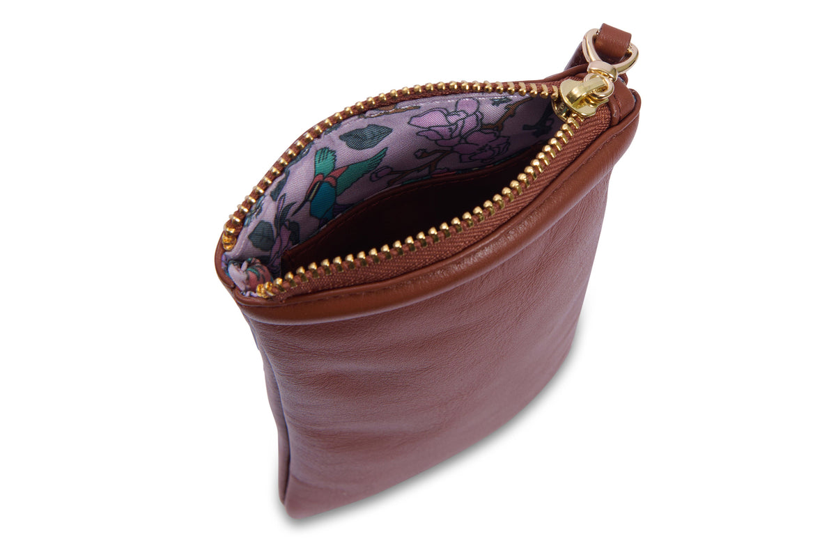 SADDLER "Mabel" Zip Top Real Leather Glasses Case with Card Holder (Gift Boxed)