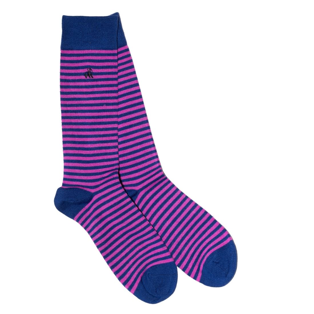 Rich Pink Narrow Striped Bamboo-Blend Socks