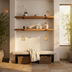 Rustic Wooden Shelf with Metal Inverted Scaffold Brackets