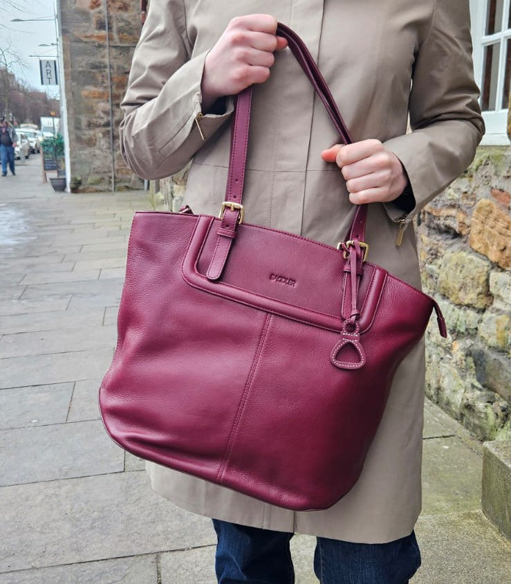 Sienna Zip Top Tote Shopper Bag for Women, Handmade by Saddler