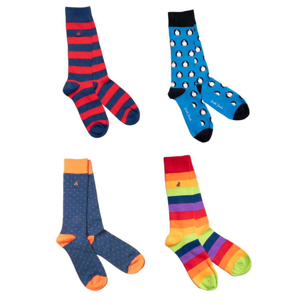 Green Bamboo-Blend Sock Gift Box, 4 Pairs