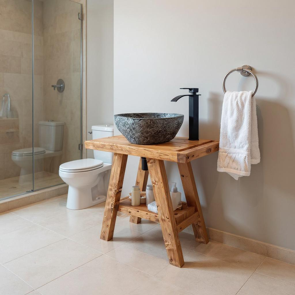 BORA Wooden Vanity and Shelf Storage