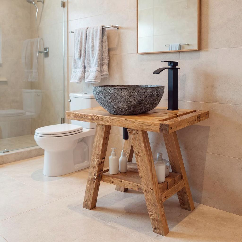 BORA Wooden Vanity and Shelf Storage