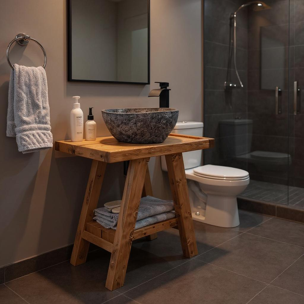 BORA Wooden Vanity and Shelf Storage