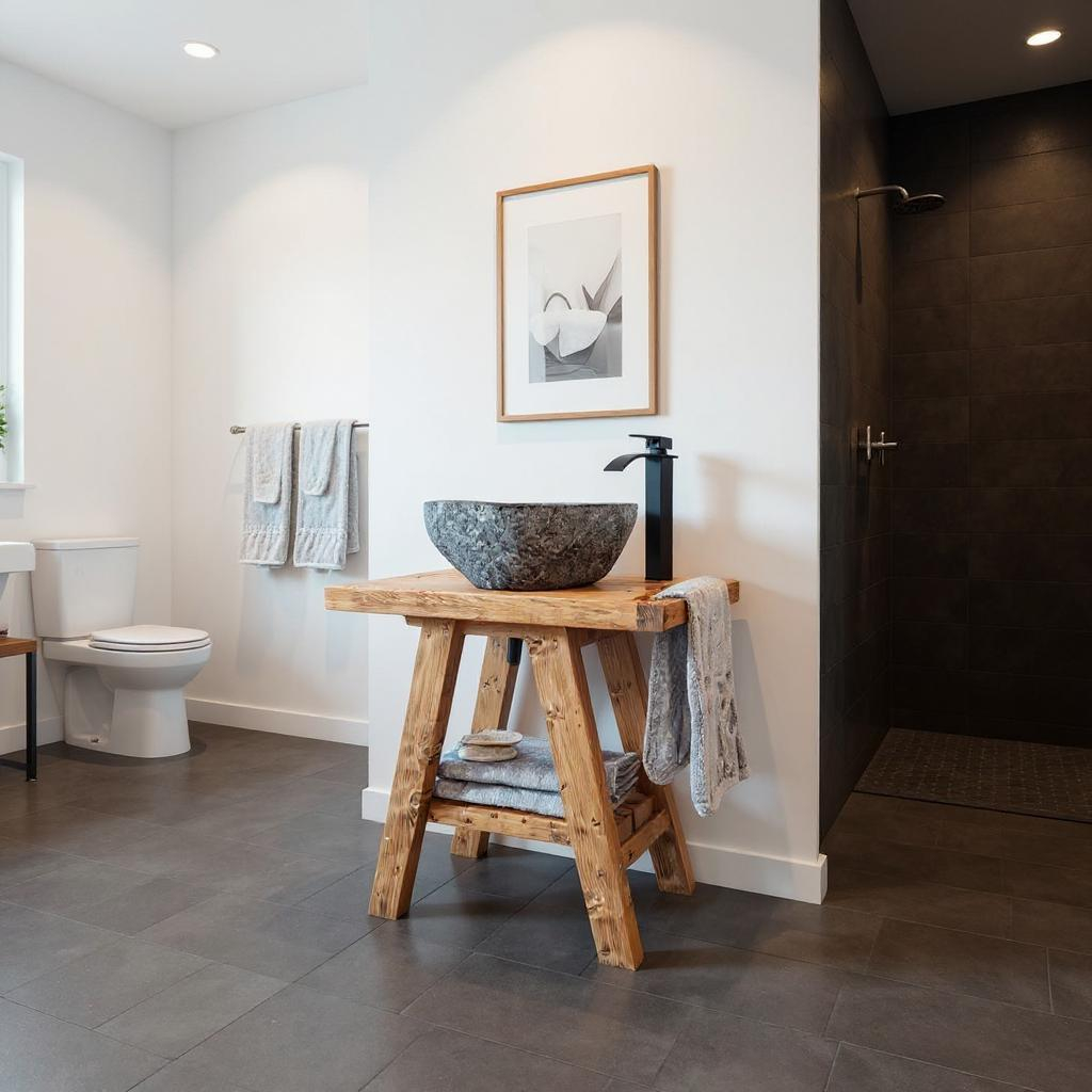 BORA Wooden Vanity and Shelf Storage
