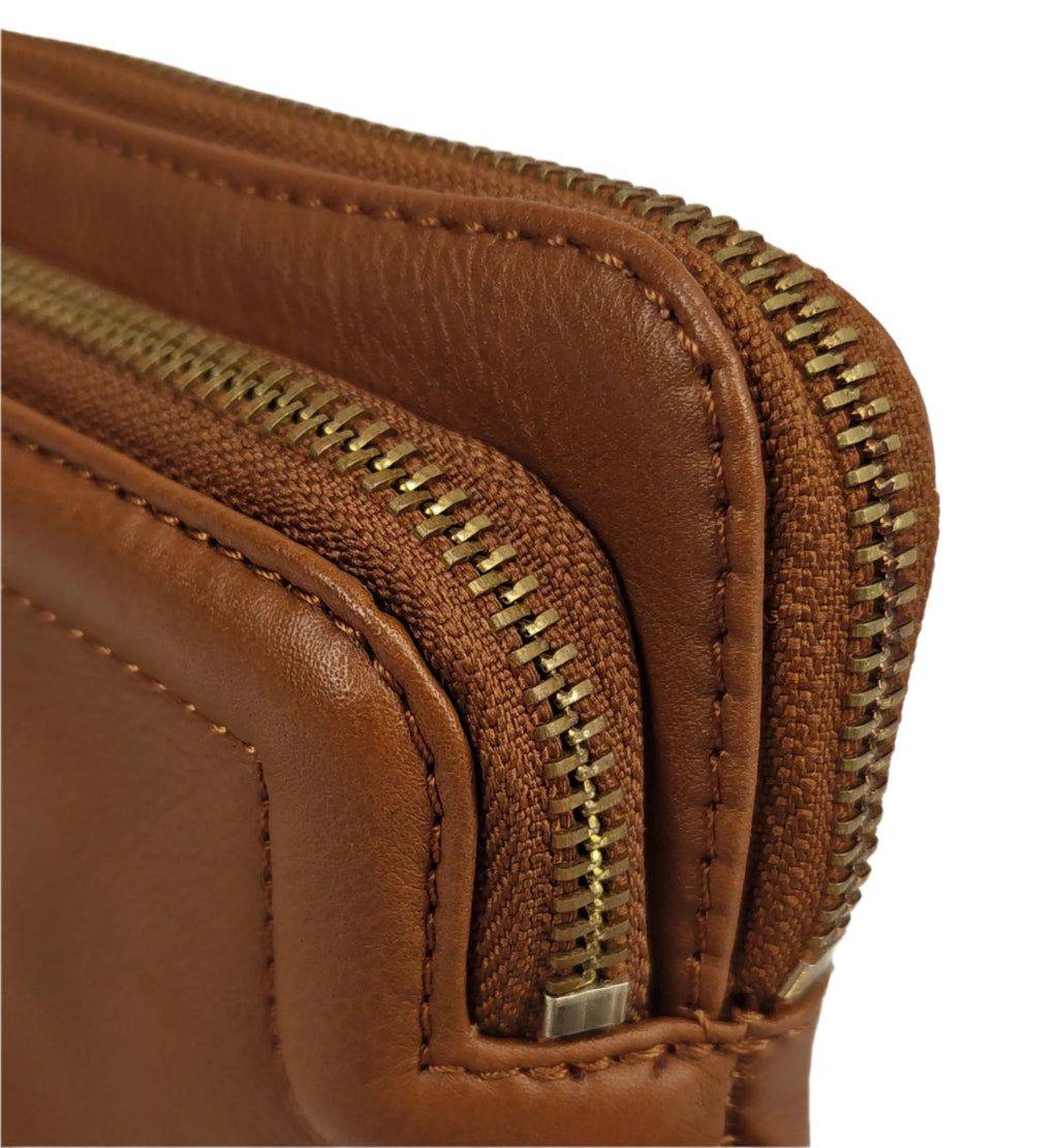 Heather Leather Clutch & Crossbody Bag, Handmade by Saddler, Versatile & Compact