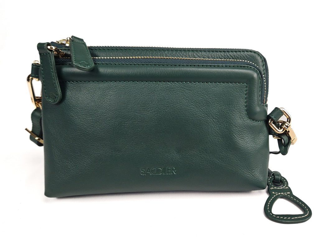Heather Leather Clutch & Crossbody Bag, Handmade by Saddler, Versatile & Compact