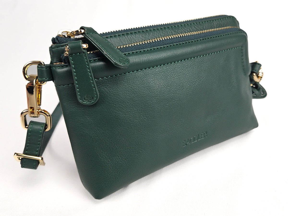 Heather Leather Clutch & Crossbody Bag, Handmade by Saddler, Versatile & Compact